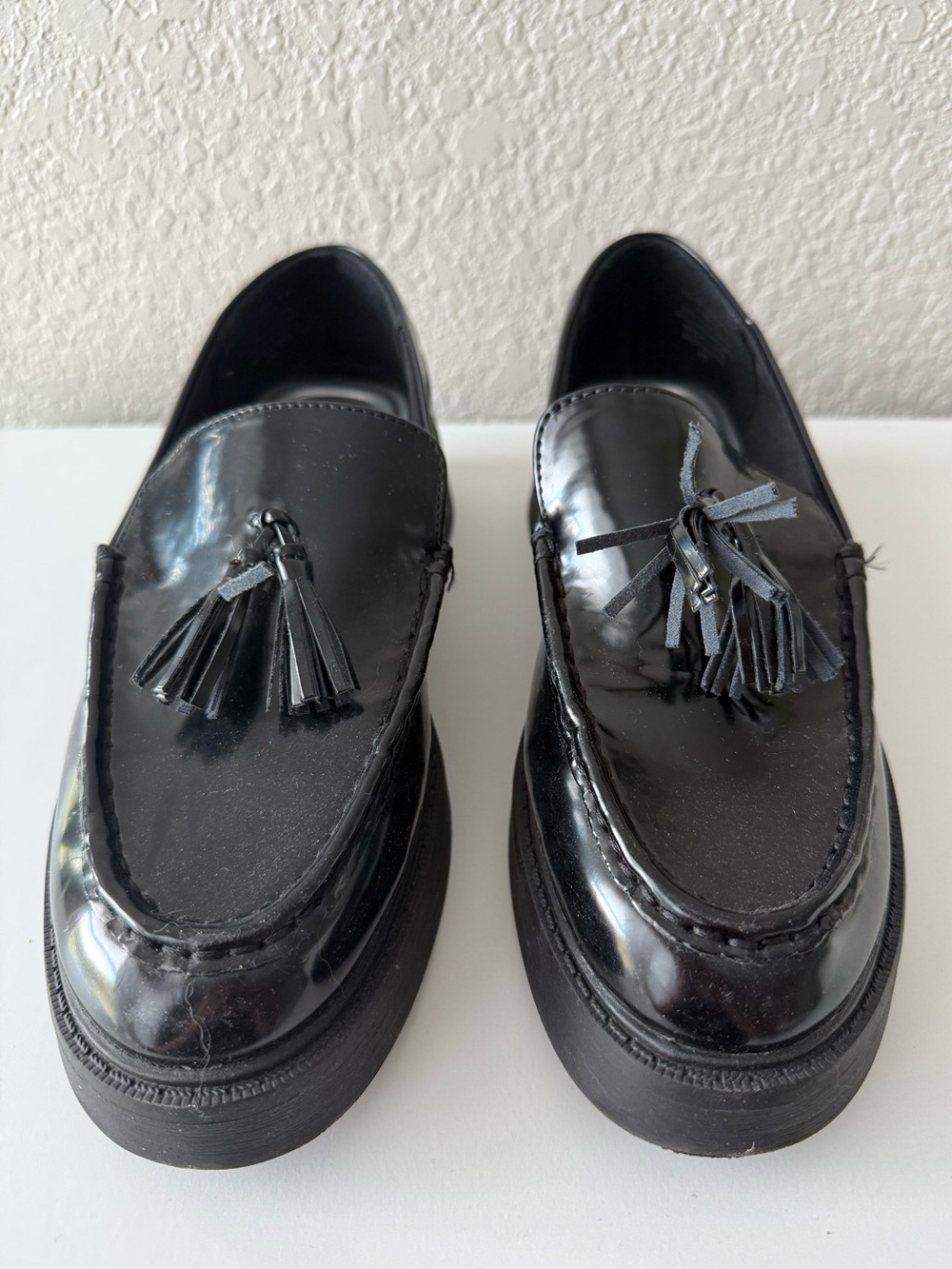 Mix No. 6 Black Patent Tassel Platform Loafers